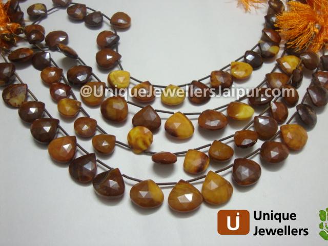 Brown Opel Faceted Heart Beads